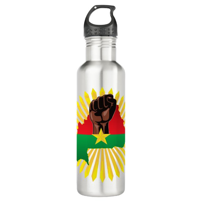Burkina Faso Map, Flag and Revolution Fist 710 Ml Water Bottle (Front)