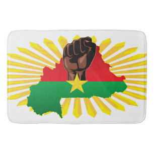 Burkina Faso Map, Flag and Revolution Fist Bath Mat