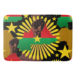 Burkina Faso Map, Flag and Revolution Fist Bath Mat
