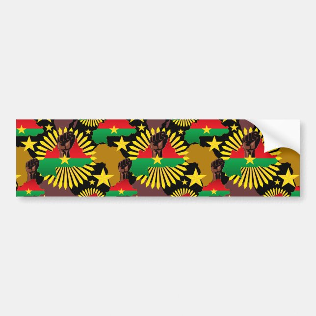 Burkina Faso Map, Flag and Revolution Fist Bumper Sticker (Front)