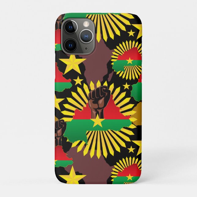 Burkina Faso Map, Flag and Revolution Fist Case-Mate iPhone Case (Back)