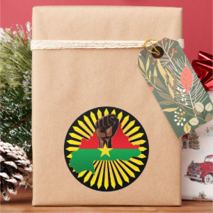 Burkina Faso Map, Flag and Revolution Fist Classic Round Sticker