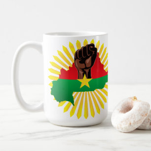 Burkina Faso Map, Flag and Revolution Fist Coffee Mug