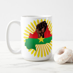 Burkina Faso Map, Flag and Revolution Fist Coffee Mug