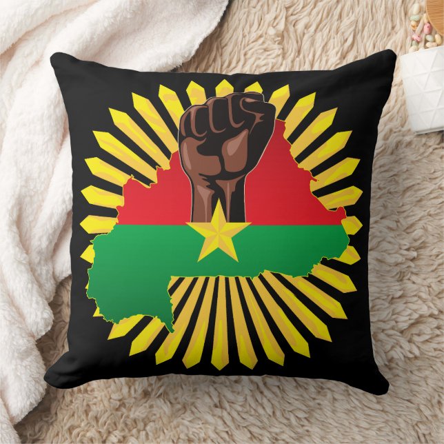 Burkina Faso Map, Flag and Revolution Fist Cushion (Blanket)