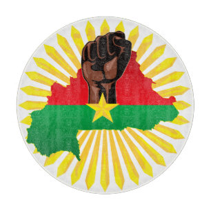 Burkina Faso Map, Flag and Revolution Fist Cutting Board