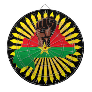 Burkina Faso Map, Flag and Revolution Fist Dartboard