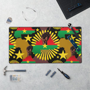 Burkina Faso Map, Flag and Revolution Fist Desk Mat