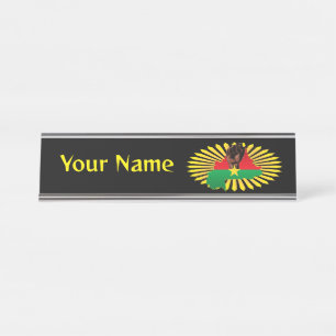 Burkina Faso Map, Flag and Revolution Fist Desk Name Plate