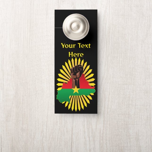 Burkina Faso Map, Flag and Revolution Fist Door Hanger (On Knob)