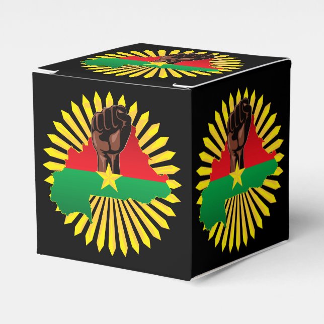 Burkina Faso Map, Flag and Revolution Fist Favour Box (Front Side)