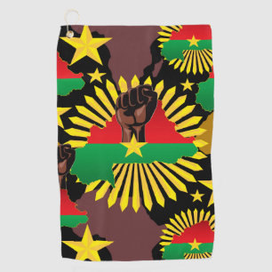 Burkina Faso Map, Flag and Revolution Fist Golf Towel