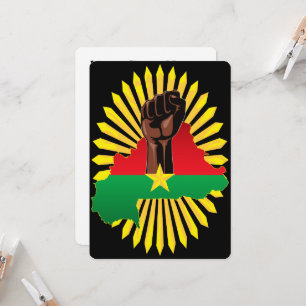 Burkina Faso Map, Flag and Revolution Fist Invitation