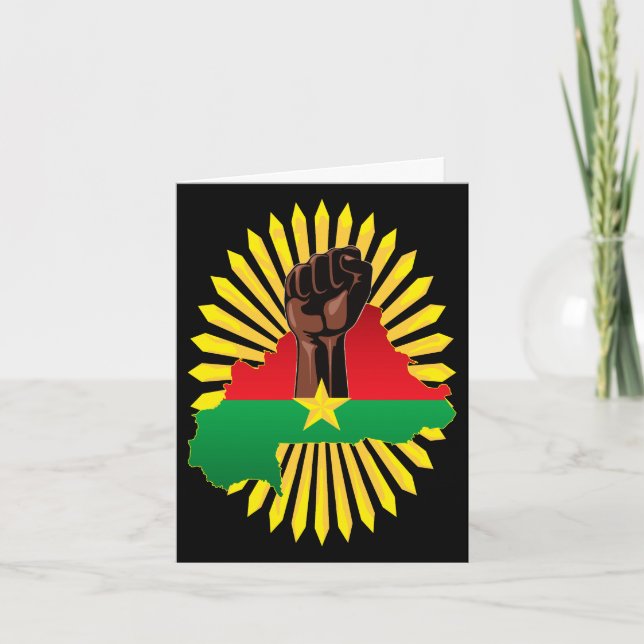 Burkina Faso Map, Flag and Revolution Fist Invitation (Front)