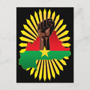 Burkina Faso Map, Flag and Revolution Fist Invitation Postcard