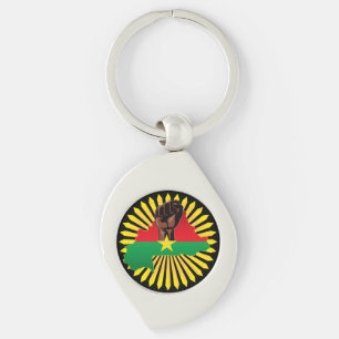 Burkina Faso Map, Flag and Revolution Fist Key Ring