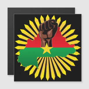 Burkina Faso Map, Flag and Revolution Fist Magnetic Invitation