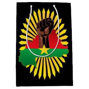 Burkina Faso Map, Flag and Revolution Fist Medium Gift Bag
