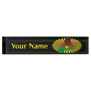Burkina Faso Map, Flag and Revolution Fist Nameplate