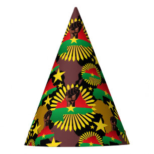 Burkina Faso Map, Flag and Revolution Fist Party Hat