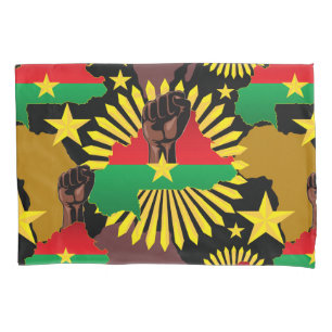 Burkina Faso Map, Flag and Revolution Fist Pillowcase