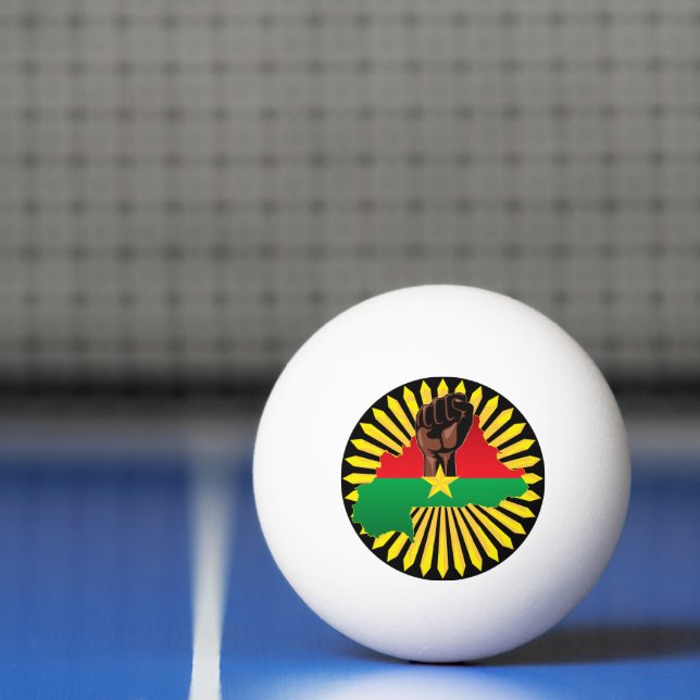 Burkina Faso Map, Flag and Revolution Fist Ping Pong Ball (Net)