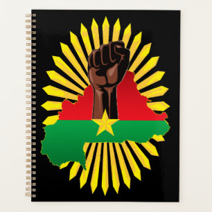 Burkina Faso Map, Flag and Revolution Fist Planner