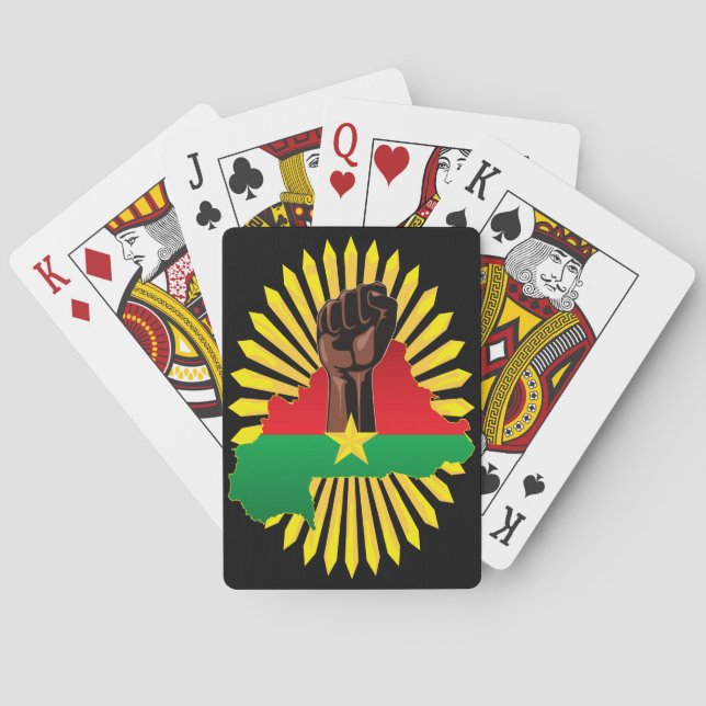 Burkina Faso Map, Flag and Revolution Fist Playing Cards (Back)