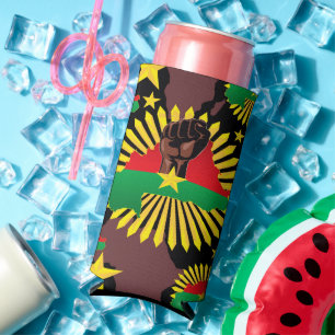 Burkina Faso Map, Flag and Revolution Fist Seltzer Can Cooler