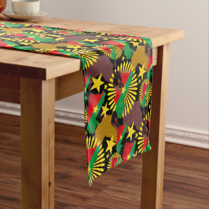 Burkina Faso Map, Flag and Revolution Fist Short Table Runner