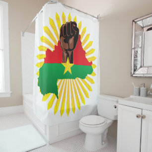 Burkina Faso Map, Flag and Revolution Fist Shower Curtain