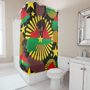 Burkina Faso Map, Flag and Revolution Fist Shower Curtain