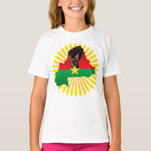 Burkina Faso Map, Flag and Revolution Fist T-Shirt