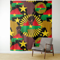 Burkina Faso Map, Flag and Revolution Fist
