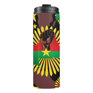 Burkina Faso Map, Flag and Revolution Fist Thermal Tumbler