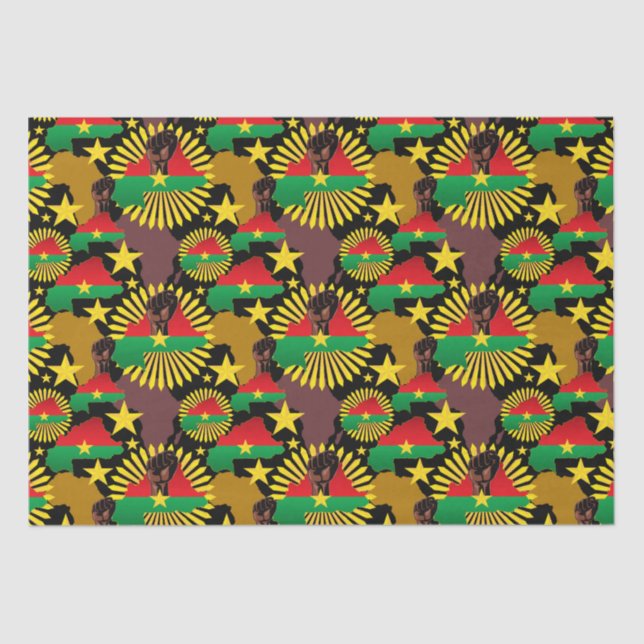 Burkina Faso Map, Flag and Revolution Fist Tissue Paper (Front)