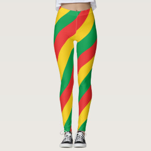 Burkina Faso National Flag Colours Diagonal Leggings