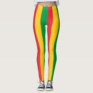 Burkina Faso National Flag Colours Vertical Leggings