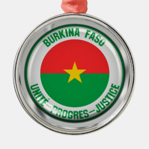 Burkina Faso Round Emblem Metal Tree Decoration