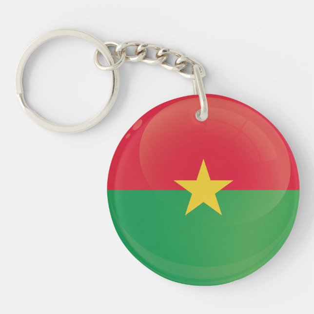 Burkina Faso  Round Icon Flag Key Ring (Front)