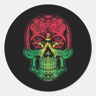 Burkina Faso Skull And Roses Flag Classic Round Sticker