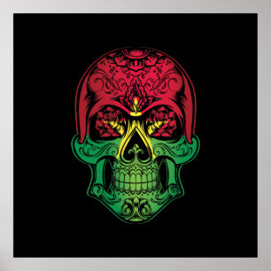 Burkina Faso Skull And Roses Flag Poster