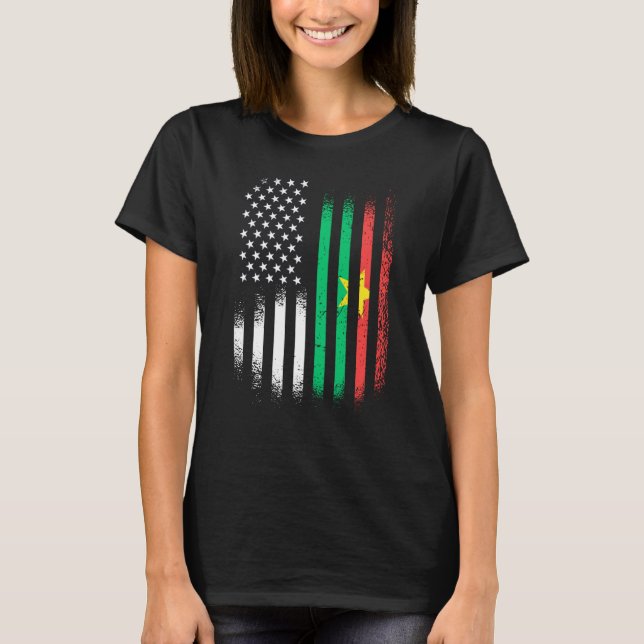 Burkinabe American Patriot Grown Country USA Flags T-Shirt (Front)