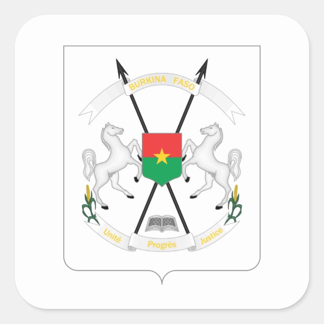 Burkinabé Coat of Arms, Burkina Faso Square Sticker (Front)