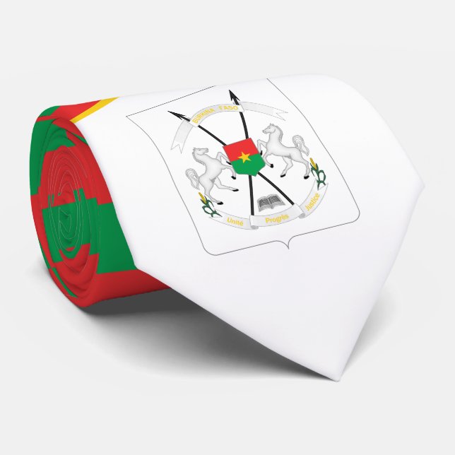 Burkinabé Flag & Coat of Arms, Burkina Faso Tie (Rolled)