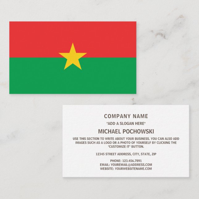 Burkinabé Flag, Flag of Burkina Faso Business Card (Front/Back)