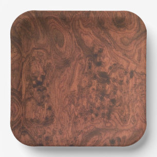 Burl Mahogany Wood Texture Paper Plate