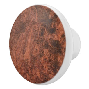 Burl Mahogany Wood Texture Print Ceramic Knob