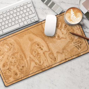 Burl Wood Natural Monogram Desk Mat