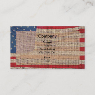 Burlap American Flag Business Card